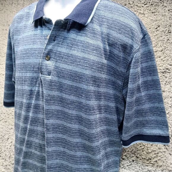 Puritan Men's 2XL Golf Polo. Three Button. Blue Stripes......................... - Picture 2 of 7